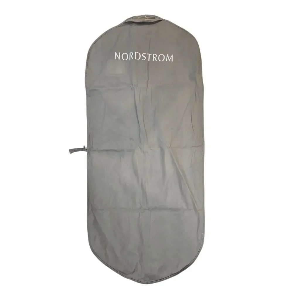 2 Vintage Nordstrom Grey Full Size Garment Hanging Bags, 1 Vinyl and 1 Cloth